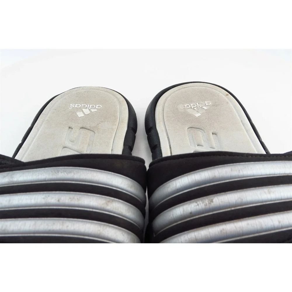 Adidas Girls Slide Sandals Size‎ 2 Black Synthetic Adjustable Strap Lightweight